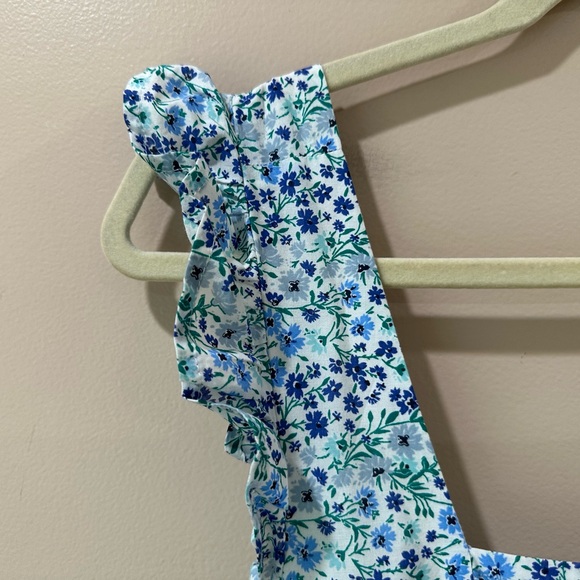 J.Crew Blue Floral Tiered Smocked Midi Dress Tie-Back Cutout Women’s Size 6 - Picture 4 of 8